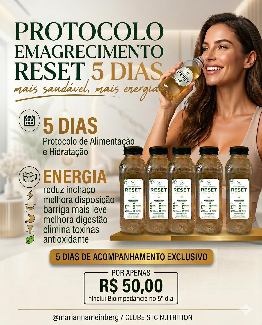 Reset 5 Dias — Protocolo de Bebidas Funcionais + 1 Mês STC Grátis